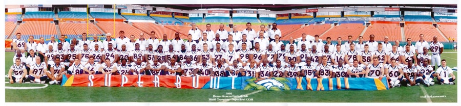 Denver Broncos Super Bowl XXXIII World Champions panoramic team photo