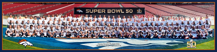 Denver Broncos Super Bowl 50 World Champions panoramic team photo